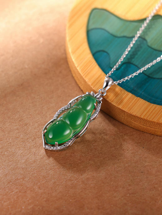 子佩集S925银【青葱岁月】吊坠【DZB001118】纯银绿玉髓(不含链)豆角2406 商品图2
