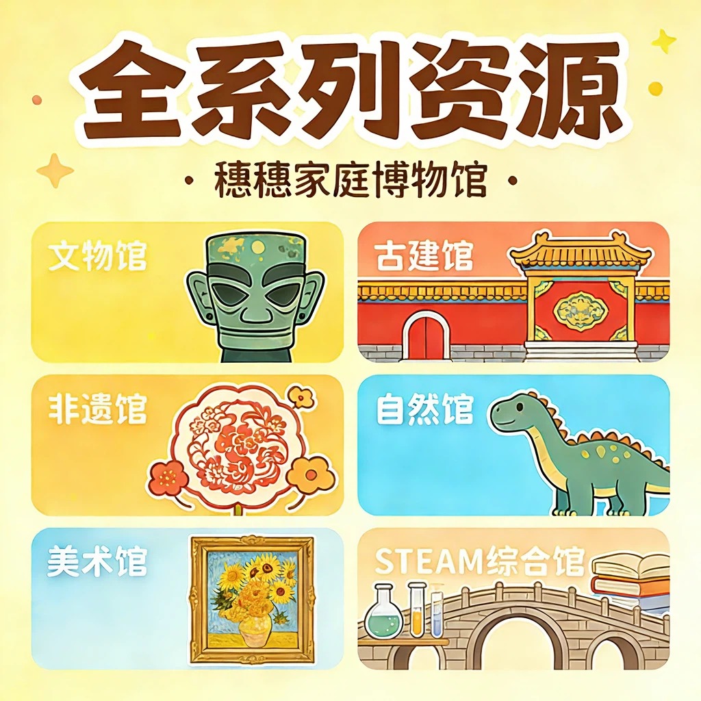 上新特惠【穗穗家庭博物馆】原创全系列家庭亲子学习电子资源（pdf非实物） 永久权限 3-10岁 文物·古建·非遗·美术·自然·STEAM综合