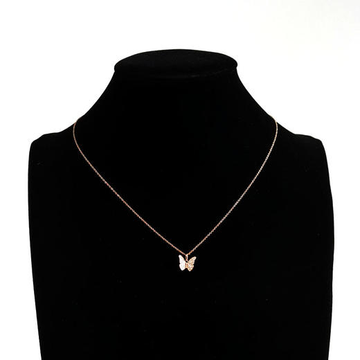 【天然正品】AU750玫瑰金简约时尚蝴蝶造型0.22克拉群镶钻石吊坠项链11.1*10.5*2.8MM（皆取最大值）链长：45CM（长度可调节）260126TB60 商品图5