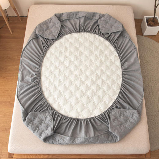 【全棉夹棉床笠】 A类全棉色织抗菌大豆夹棉床笠席梦思保护罩 360℃全方位呵护家人健康 商品图3