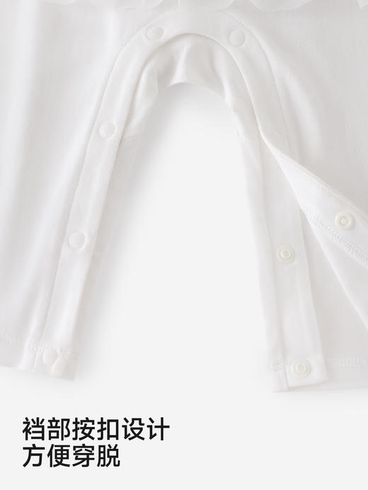 英氏婴儿连体衣新生儿衣服长袖女宝宝纯色外出服哈衣YRHAJ1S008A 商品图3