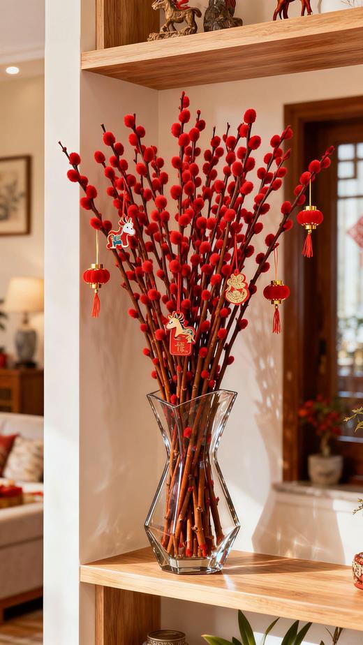 【贺岁银柳】AB级混色银柳20支+新年小挂件3张/份  不少于3个颜色  长约60-70cm 商品图2