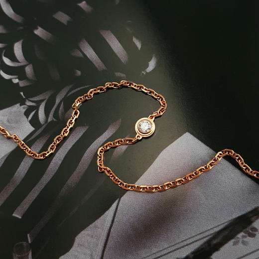 【95新】Cartier卡地亚Cartier d'Amour系列B6040300小号玫瑰金9分单钻飞碟手链链长约18cm、吊坠直径约4.3mm女士060226NJS21 商品图4