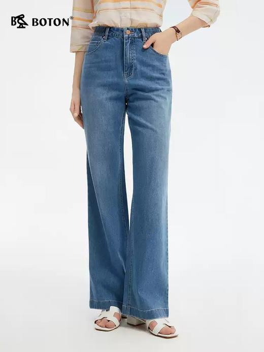 波顿女士春夏季宽松直筒垂感棉质牛仔长裤LE360125 商品图2