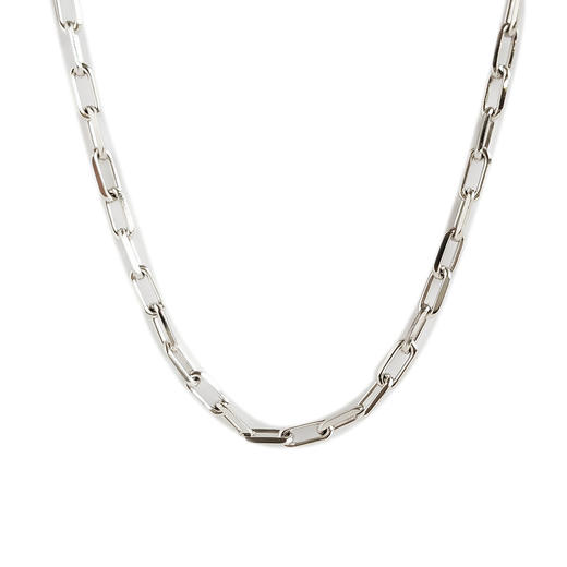 【95新】Cartier卡地亚Santos de Cartier系列B7009100中号白金斯巴达项链 链长约56cm中性款310126AK09 商品图0