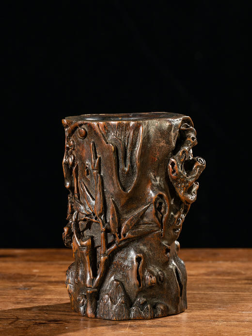 清	沉香木雕“岁寒三友”笔筒 商品图1