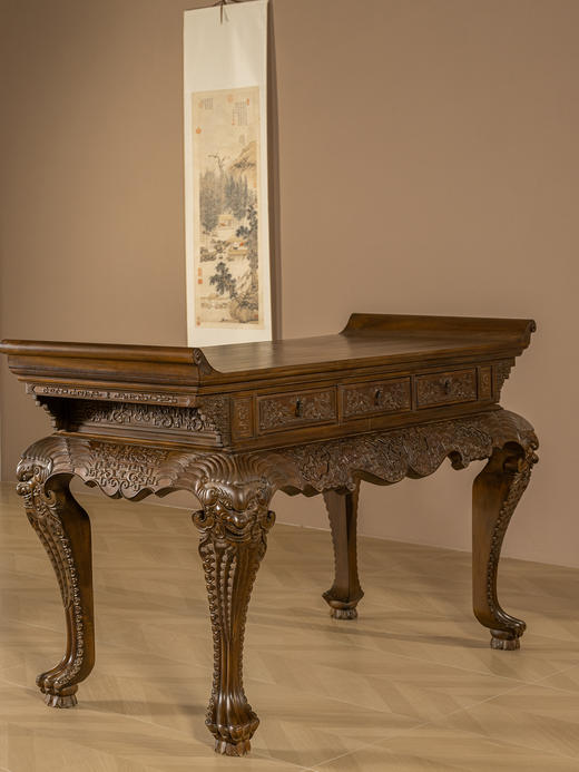 二十世纪	楠木高束腰三弯腿翘头大供案 商品图2