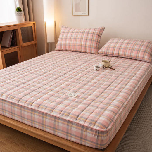 【全棉夹棉床笠】 A类全棉色织抗菌大豆夹棉床笠席梦思保护罩 360℃全方位呵护家人健康 商品图9