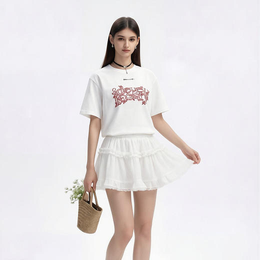 【明星同款】IDEVERRAY春季新品T恤情侣送礼绳结设计感圆领短袖宽松男女同款T 商品图2