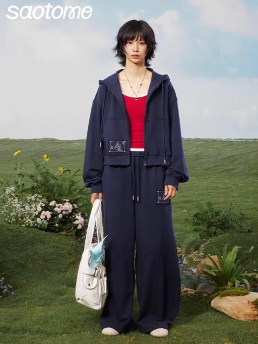 早乙女惠子saotome/STMKZ211753/飞鸟贴布宽松卫裤 商品图2