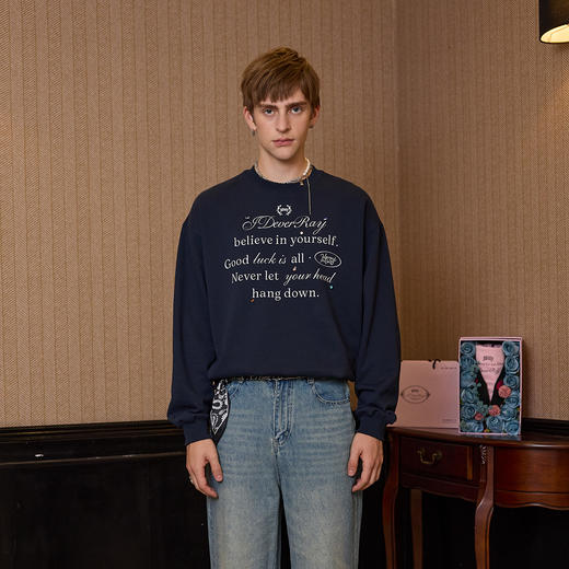 【明星同款】IDEVERRAY原创奢潮重工圆领卫衣印花手工烫钻宽松男女同款上衣春 商品图0