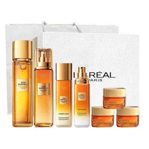 欧莱雅花蜜胶原小蜜罐水乳礼盒套装400ml（面霜滋润和轻盈版随机发货）【分仓直发，72小时发货，周末节假日不发货】 商品图0