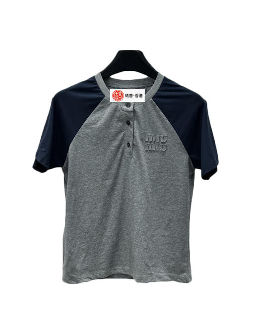 女款棉质拼色短袖T恤hu017 商品图0