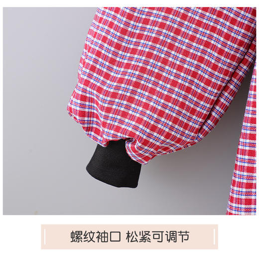 【棉布面料舒适透气❗️包边圆领穿脱方便】时尚格子长袖罩衣厨房做饭女士防油污反穿衣成人拉链口袋长袖围裙。jd 商品图3