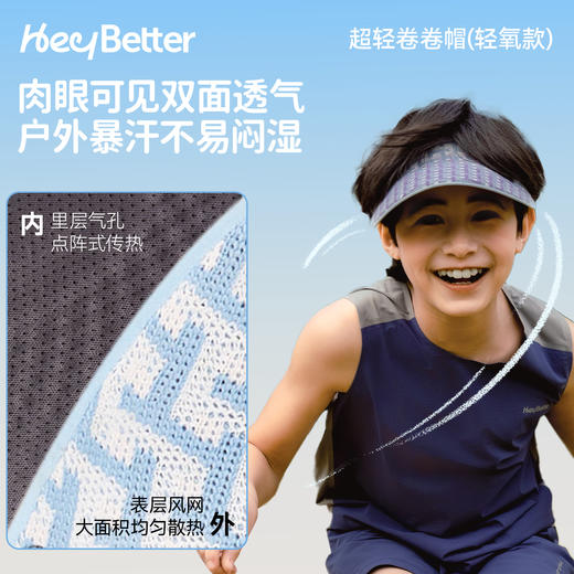 HeyBetter轻氧儿童防晒，空顶防紫外线户外男女童卷卷防晒帽 商品图3