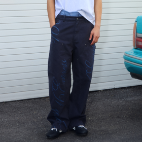 GOODBAI 916 EXPRESS 复古暗纹字母印花宽松工装裤长裤