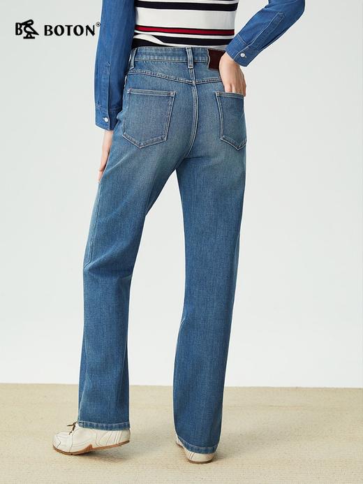 【四面弹】波顿女士秋冬季窄版直筒阔腿牛仔裤高腰高腰显瘦通勤百搭长裤LE399325 商品图2