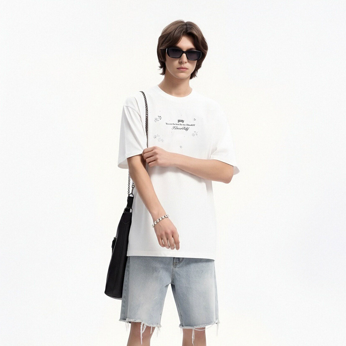 【明星同款】IDEVERRAY高克重全棉T恤男女同款情人节送礼盒白色圆领短袖上衣春