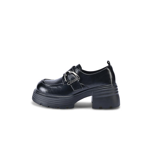 经典鲨2026春专柜新品百搭黑色4.5cm中粗跟通勤乐福鞋单鞋女KW230-617051 商品图8