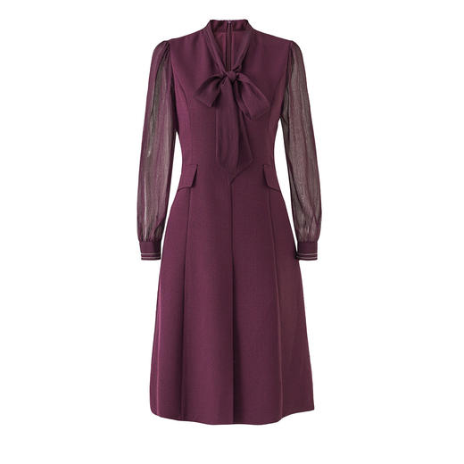 「高货wl」全新升级【铂金会员367/天猫489/差价122】(74400)洛诗琳法式轻奢烫钻连衣裙2026春季新款飘带领通勤收腰裙 商品图3