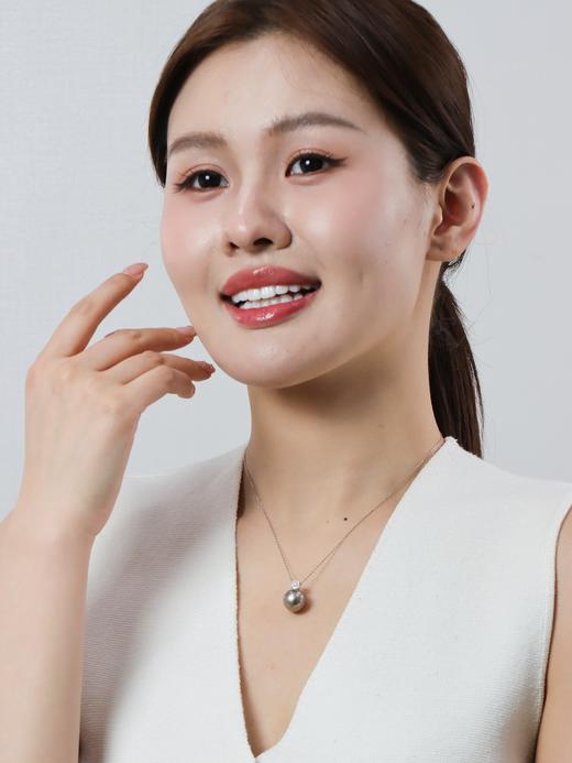 【挚友限定】戴妃-18K金钻石大溪地炫彩铂金灰吊坠12-13mm 商品图2