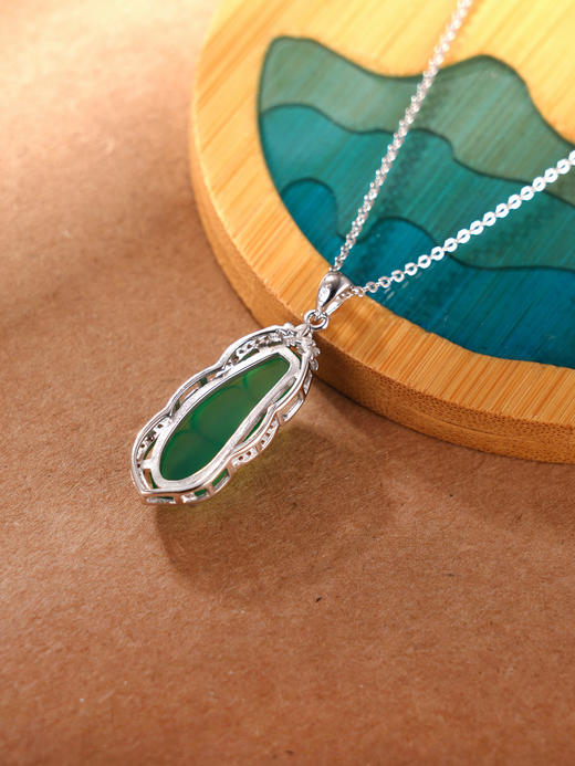 子佩集S925银【青葱岁月】吊坠【DZB001118】纯银绿玉髓(不含链)豆角2406 商品图3