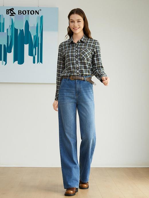 【暖姜纤维】波顿女士秋冬季宽松窄版直筒阔腿牛仔裤通勤休闲百搭长裤LE502325 商品图3