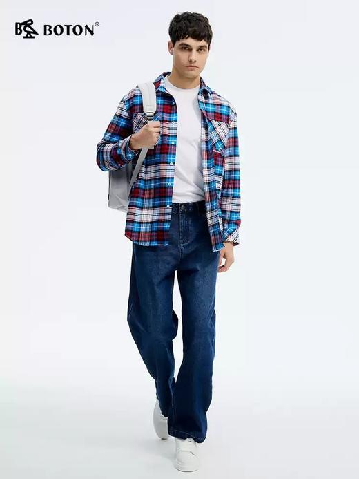 波顿男士春夏季牛仔裤合身窄版阔腿小直筒棉弹力高端美式长裤子ME968125 商品图1