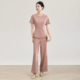 「高货wl」全新升级【铂金会员413/天猫559/差价146】(99927)洛诗琳2026春季气质装通勤收腰上衣精仿醋酸休闲裤两件套