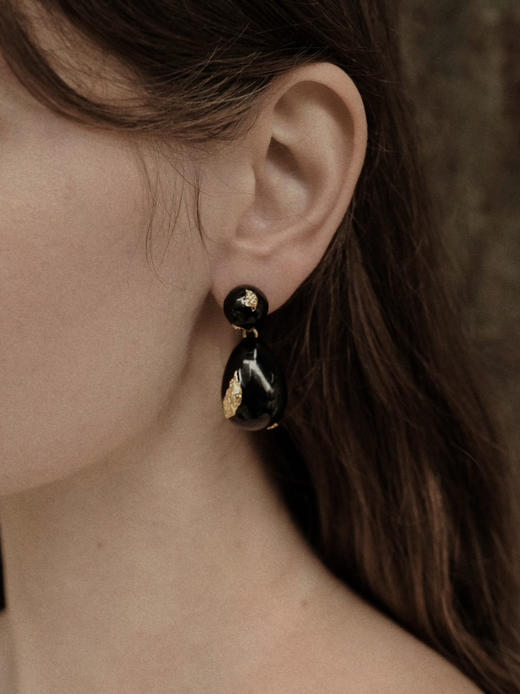 HANYING｜大号 水滴珐琅耳环 [ 黑金HY-WTB-5 / 黑银HY-WTB-6 / 白银HY-WTB-7] 商品图2
