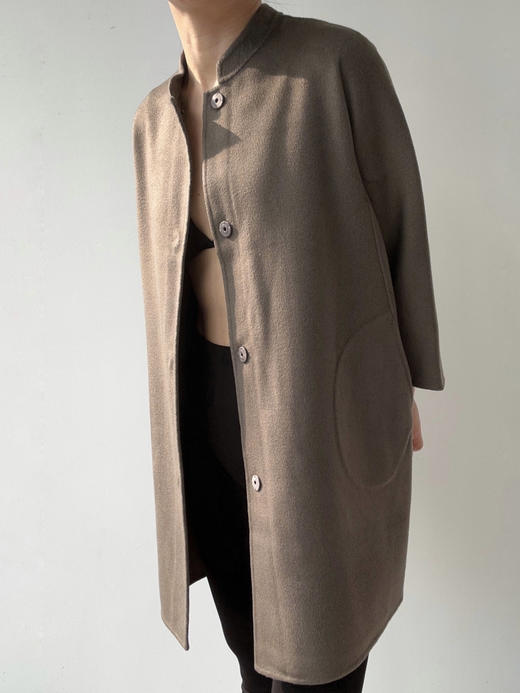 Puree｜#0914 纯羊绒 9分袖茧型大衣 [米 / 褐色] 商品图8