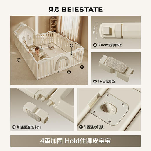 【新品】】贝易童话屋地围栏宝宝婴儿爬爬垫围栏一体室内早教游戏防护栏秋千 商品图2