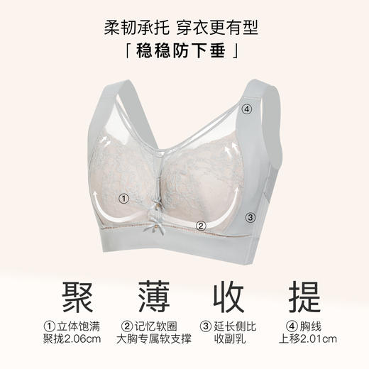 【7.5折限时特惠】【C/D通杯】【秀黛】花漾印记软圈薄杯文胸无缝任意裁双拉滑四网蕾丝订珠侧比加高收副乳舒适无勒痕文胸MW119005T【门店同款】 商品图1