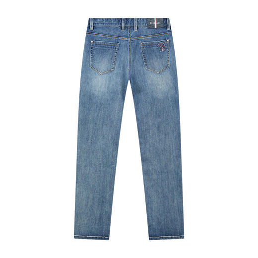 德鲨鲨鱼男装棉质牛仔裤2025夏季新款休闲直筒裤子男长裤 商品图1