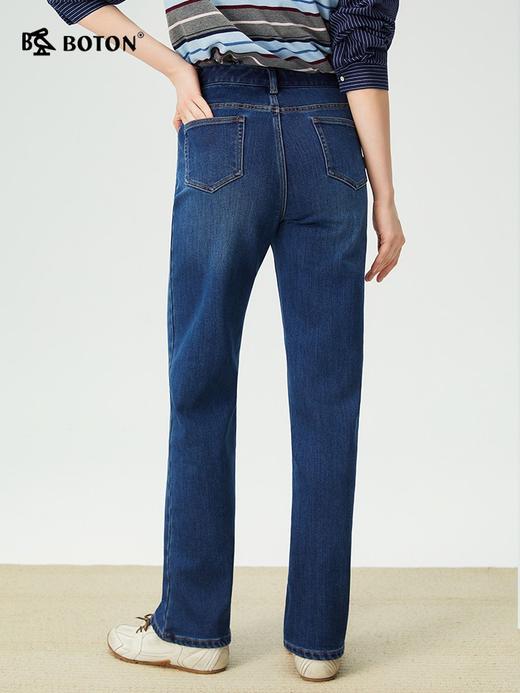 波顿女士秋冬高腰弹力牛仔裤窄版宽松直筒通勤休闲时尚百搭长裤LE510525 商品图2