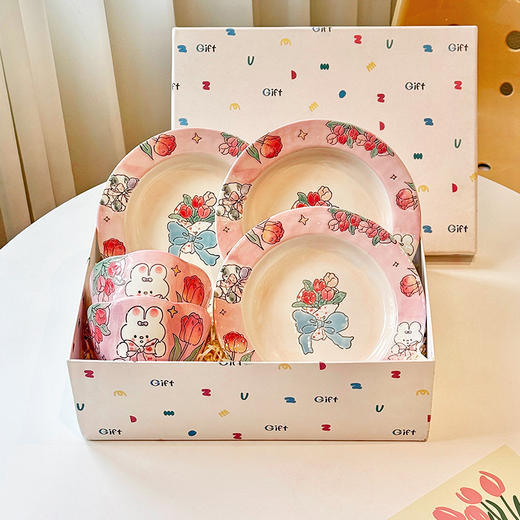 摩登主妇釉下彩餐具特别漂亮的碗家用2026新款可爱碗具盘子汤面碗 商品图0