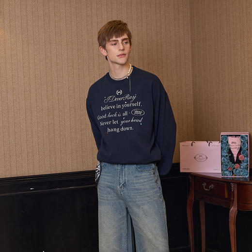 【明星同款】IDEVERRAY原创奢潮重工圆领卫衣印花手工烫钻宽松男女同款上衣春 商品图1