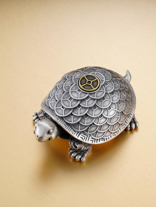 子佩集S999银【金钱龟】茶宠【CC848】钱币八卦太极乌龟纯银小摆件可转动2406 商品图6