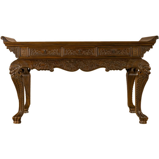 二十世纪	楠木高束腰三弯腿翘头大供案 商品图5