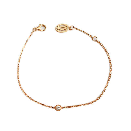 【95新】Cartier卡地亚Cartier d'Amour系列B6040300小号玫瑰金9分单钻飞碟手链链长约18cm、吊坠直径约4.3mm女士060226NJS21 商品图0