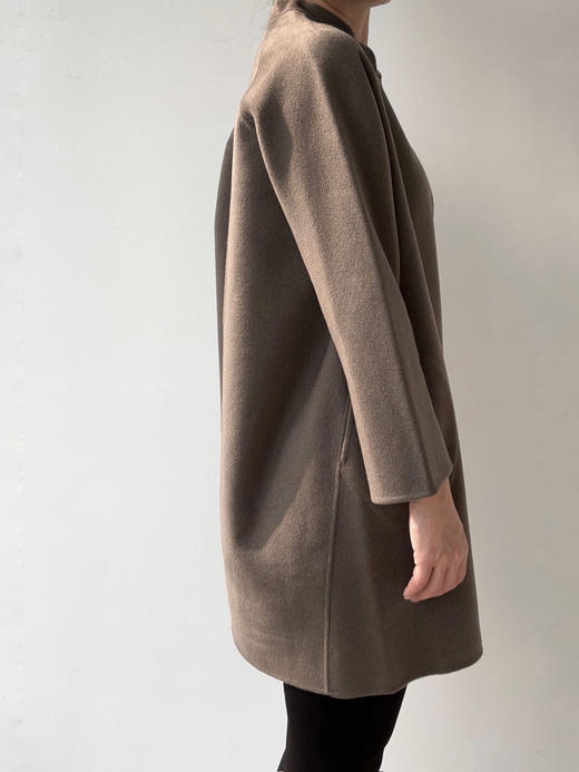 Puree｜#0914 纯羊绒 9分袖茧型大衣 [米 / 褐色] 商品图3