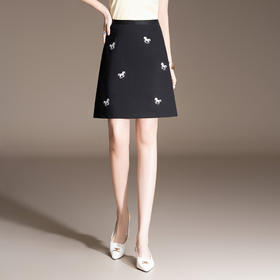 「自」全新升级【铂金会员137/天猫179/差价42】(24557)洛诗琳新款百搭直筒半身裙2026春季复古高腰刺绣显瘦A字裙