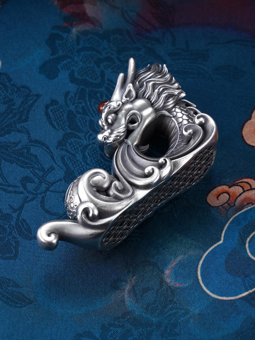 子佩集S999银招财银龙香插【BX0280878】纯银小摆件可转动2406 商品图7