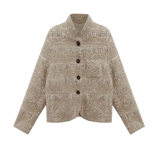 丁摩维特斯冷茶 贵气立领羊毛粗花呢西装外套小香短款显瘦垫肩上衣春ALW24951 商品图4