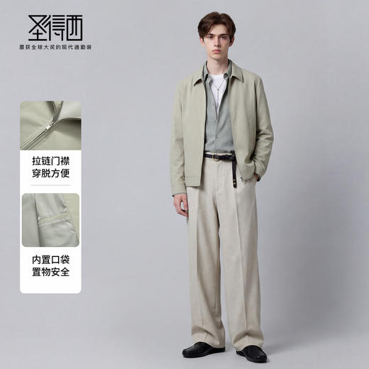 【易打理】圣得西提花通勤翻领男款夹克2026春季新款高端商务外套 商品图3