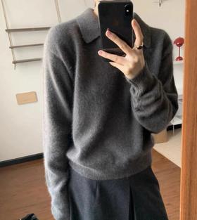 重磅渠道  狐狸绒polo款   经典短款翻领针织毛衣