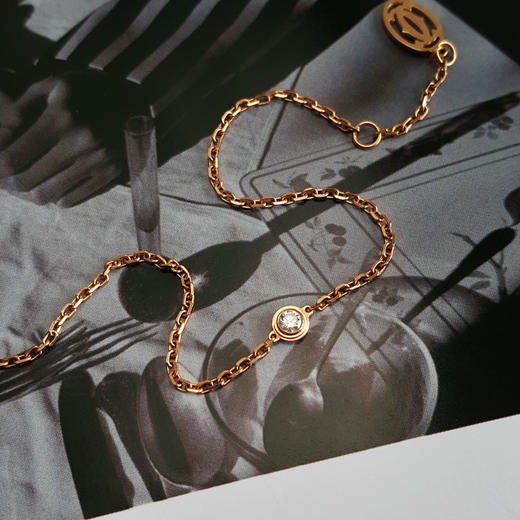 【95新】Cartier卡地亚Cartier d'Amour系列B6040300小号玫瑰金9分单钻飞碟手链链长约18cm、吊坠直径约4.3mm女士060226NJS21 商品图3