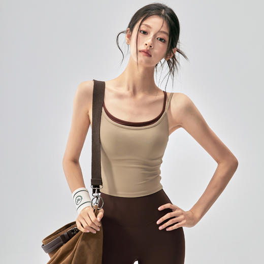 【3~5天发货】跃牌【美度空间】系列 瑜伽美背运动内衣一体式防震拼色瑜伽背心WX62020 商品图4