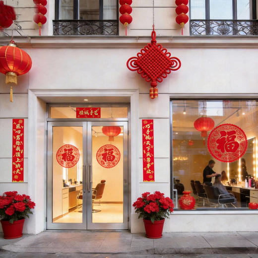 雅正美发 发廊大门书法春联春节门贴装饰 理发店专用对联 商品图3