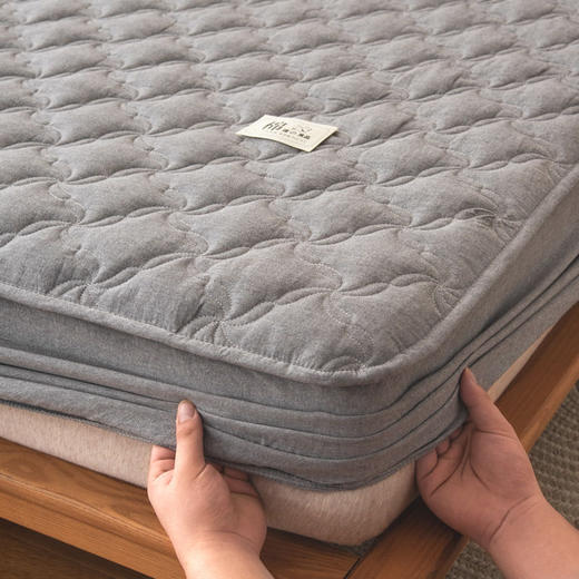 【全棉夹棉床笠】 A类全棉色织抗菌大豆夹棉床笠席梦思保护罩 360℃全方位呵护家人健康 商品图2